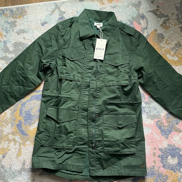 NWT pact Woven Twill Safari Jacket in Hunter Green - Small - Picture 6 of 9
